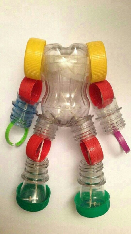 brinquedos reciclados garrafas pet robo