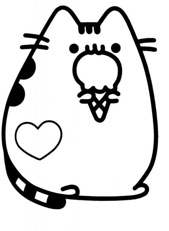 desenhos para colorir kawaii gato tomando sorvete   Criando com Apego