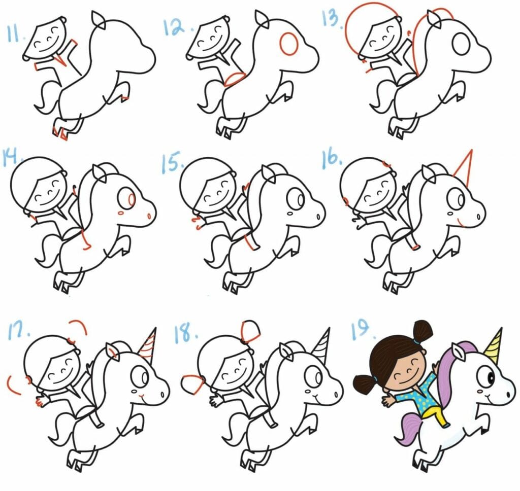 como desenhar um unicornio kawaii 02