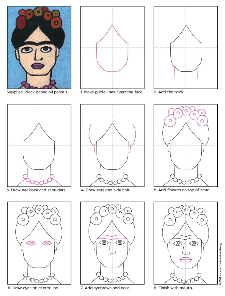 como desenhar frida kahlo