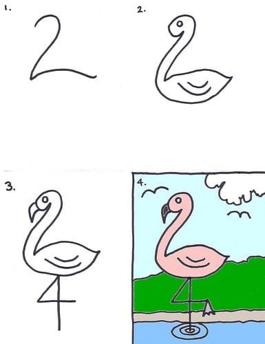 Como desenhar um flamingo fácil