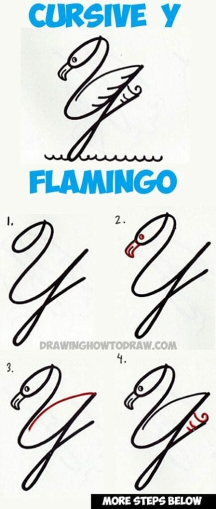 Como fazer um flamingo com letra cursiva