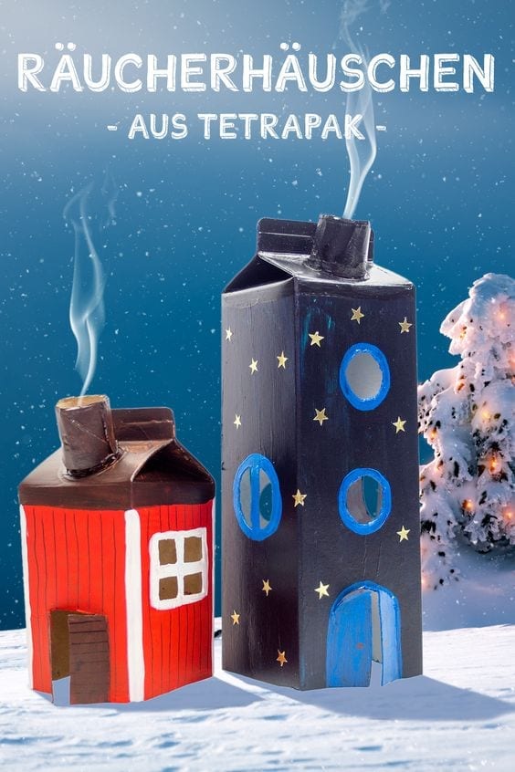 brinquedos reciclados com caixa de leite casas natalinas