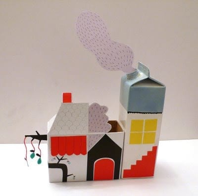 brinquedos reciclados com caixa de leite conjunto de casas