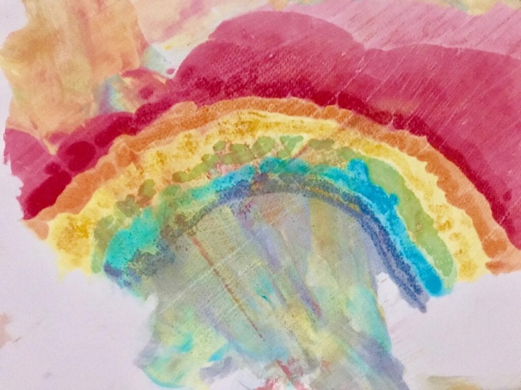 atividade de pintura arco iris com espuma de barbear 16