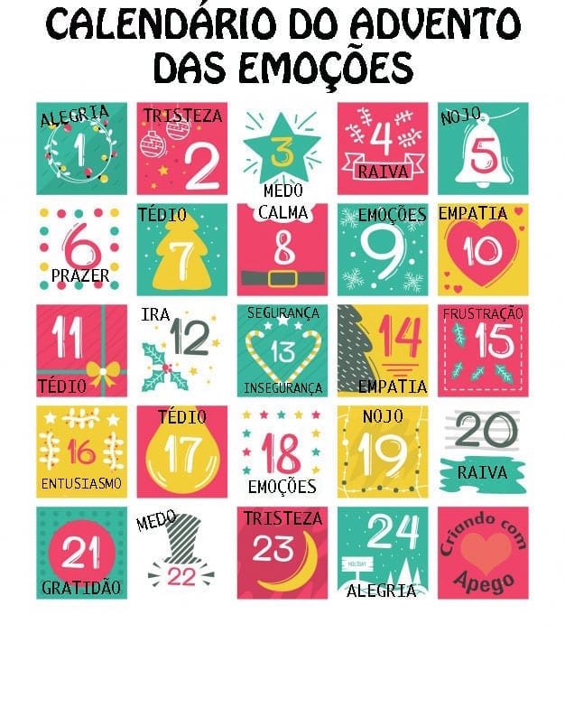Calendário do advento das emoções - 24 surpresas para o Natal
