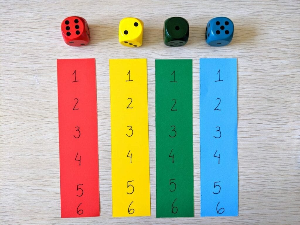 Jogo de dados com números de 1 a 6