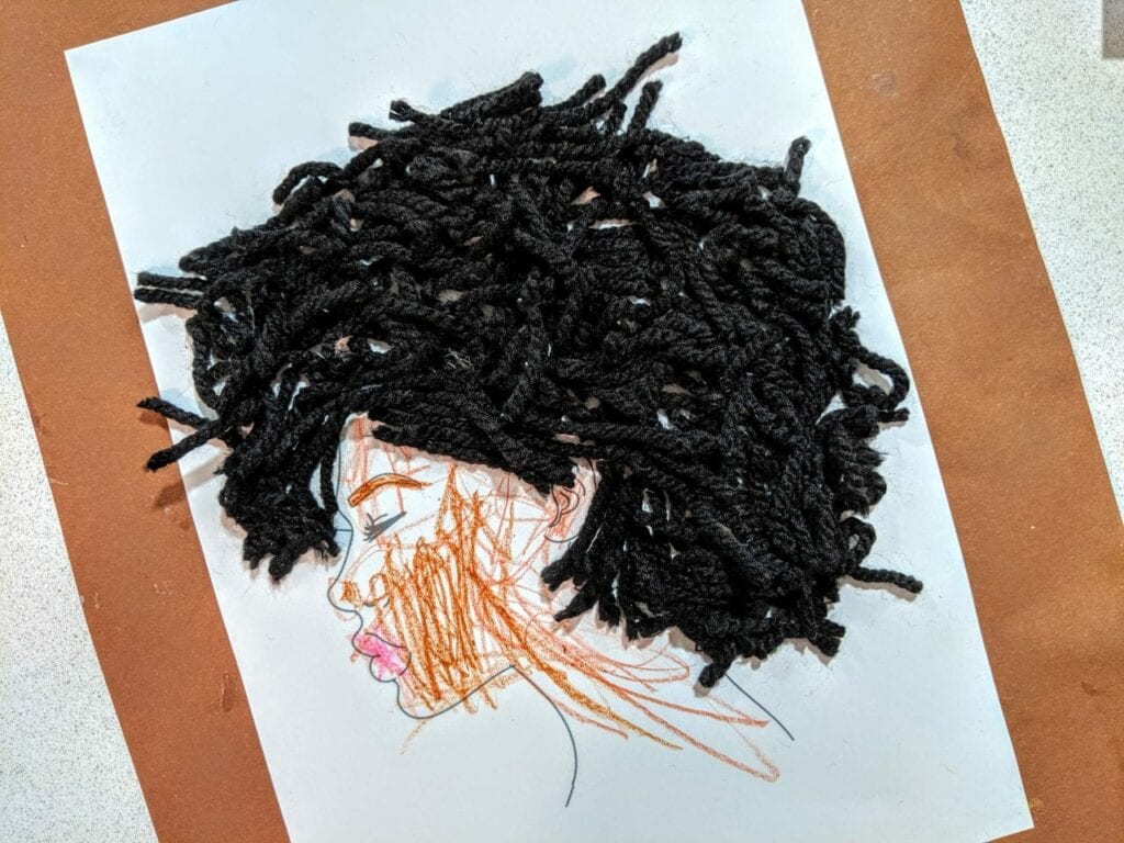 Atividade sobre o cabelo afro com lã