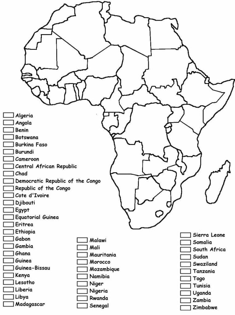 Mapa da África para imprimir