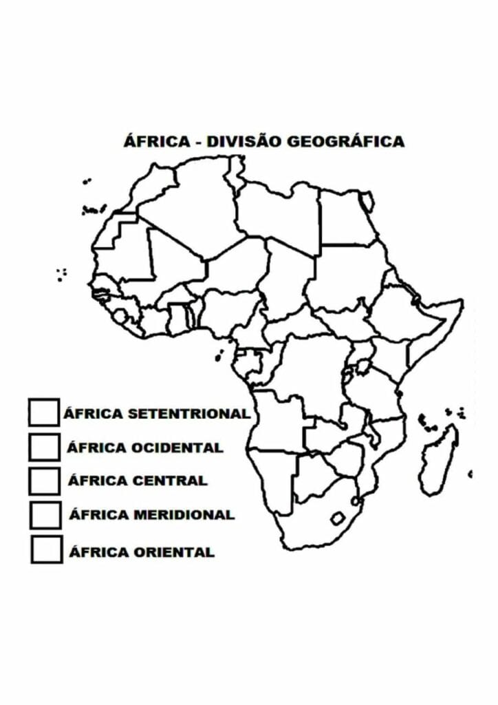 Mapa da divisão geográfica da África