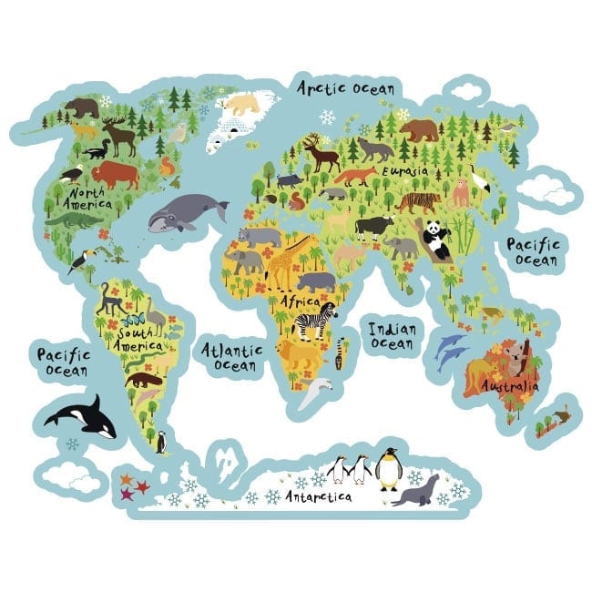 mapa mundi animais