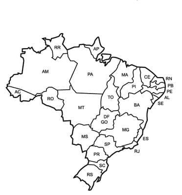 mapa do brasil com siglas dos estados