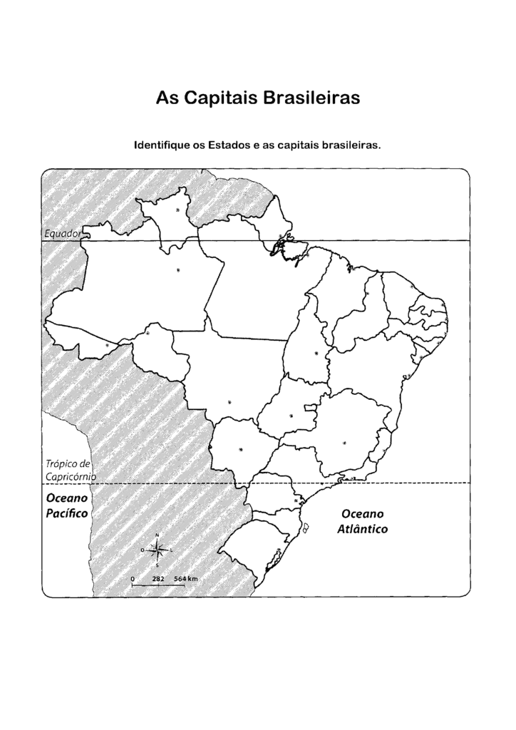 mapa do brasil para identificar as capitais