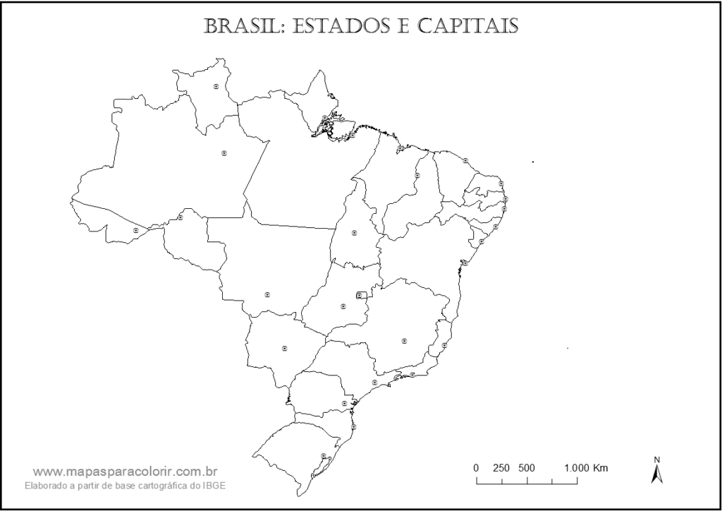 mapa do brasil para identificar capitais